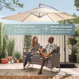 VonHaus 3M Cream Cantilever Hanging Banana Parasol Umbrella for Garden in Beige - thumbnail 2