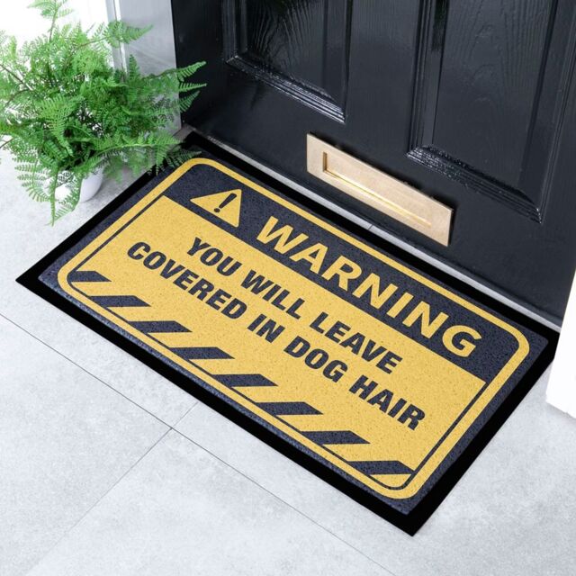 Artsy Mats Dog Hair Warning Indoor & Outdoor Doormat - 70x40cm in Yellow - Size: 40 cm x 70 cm - image 1