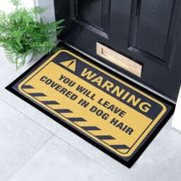 Artsy Mats Dog Hair Warning Indoor & Outdoor Doormat - 70x40cm in Yellow - Size: 40 cm x 70 cm