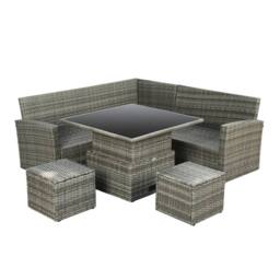 Home Garden Direct St. Tropez - Garden Corner Sofa with Rising Table - Grey Rattan Furniture Set - thumbnail 6