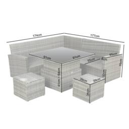 Home Garden Direct St. Tropez - Garden Corner Sofa with Rising Table - Grey Rattan Furniture Set - thumbnail 7