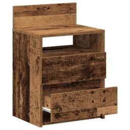 Berkfield Home Bedside Cabinets 2 pcs with 2 Drawers Old Wood 40x33x60 cm in Brown - Size: 40 x 33 x 60 cm - thumbnail 5