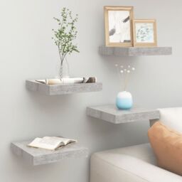Berkfield Home Floating Wall Shelves 4 pcs Concrete Grey 23x23.5x3.8 cm MDF - thumbnail 1