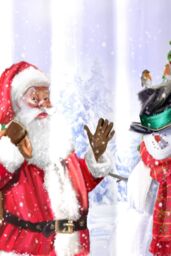 Fusion 'Santa & Snowy' Christmas Scene Eyelet Single Panel Door Curtain - Size: 137 cm width x 213 cm drop - thumbnail 4