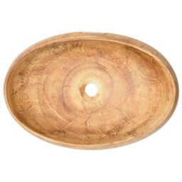Berkfield Home Countertop Basin Brown Oval 59x40x15 cm Ceramic - Size: 59 x 40 x 15 cm - thumbnail 6