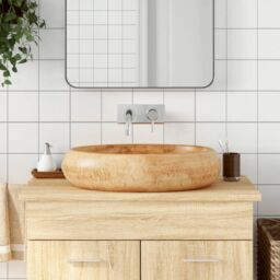 Berkfield Home Countertop Basin Brown Oval 59x40x15 cm Ceramic - Size: 59 x 40 x 15 cm