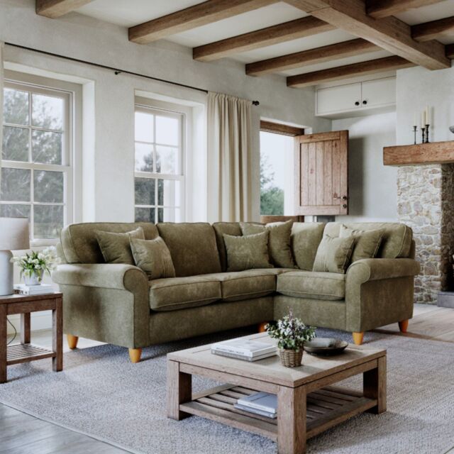 The Great Sofa Company Flora 2 Corner 1 Sofa Glory Winter Moss in Dark Green - image 1