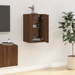 Berkfield Home Wall Mounted TV Cabinet Brown Oak 40x34.5x60 cm - thumbnail 4