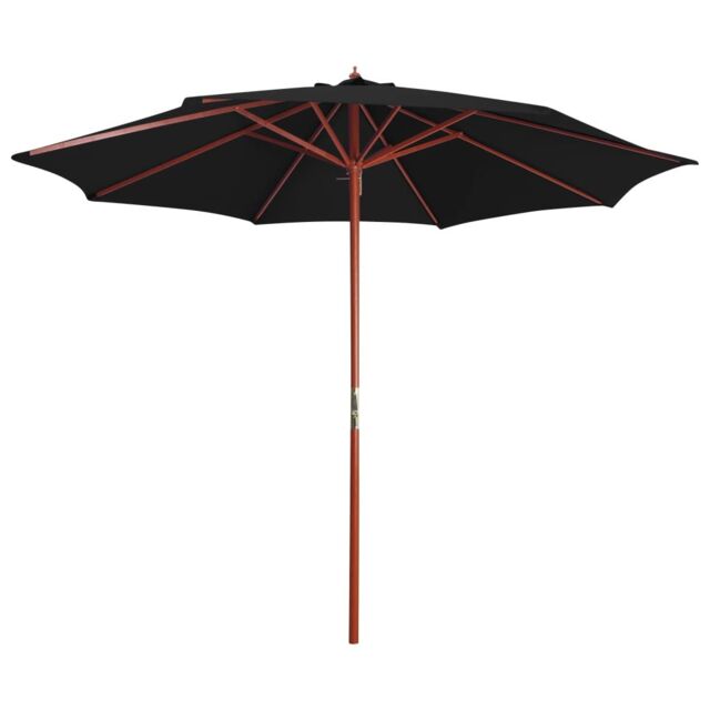 Berkfield Home Parasol with Wooden Pole 300x258 cm Black - image 1