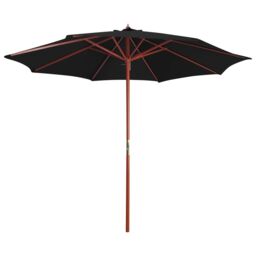 Berkfield Home Parasol with Wooden Pole 300x258 cm Black - thumbnail 1