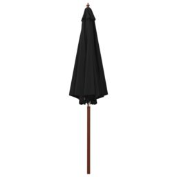 Berkfield Home Parasol with Wooden Pole 300x258 cm Black - thumbnail 2