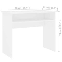 Berkfield Home Desk White 90x50x74 cm Engineered Wood - Size: 90 x 50 x 74 cm - thumbnail 6