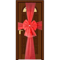 Shatchi Christmas Door Bow - 7.5m Diamante Giant Bow Door Cover - Front Door Decorations for Xmas Wedding, Baby Shower Outside Home Decor in Red - thumbnail 2