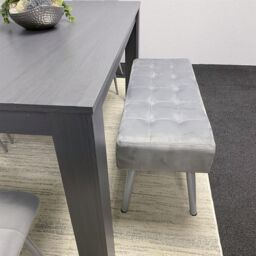 KOSY KOALA Dining Table & 4 Chairs With Bench Dark Grey, 4 Grey Velvet Chairs Wood Dining Set Furniture in Brown - thumbnail 4