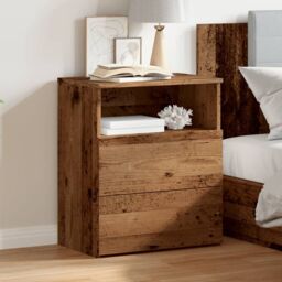 Berkfield Home Bedside Cabinet Old Wood 50x32x60cm Engineered Wood in Brown - Size: 50 x 32 x 60 cm - thumbnail 3