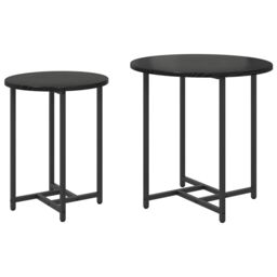 Berkfield Home Side Table Set of 2 - Black Oak & Metal - thumbnail 2