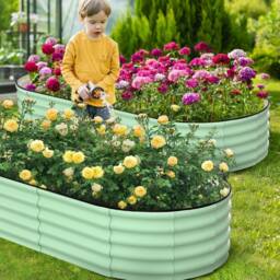 London Boutique 244x61x30cm Galvanized Steel Raised Garden Bed Outdoor Planter Boxes in Green - Size: 244 x 61 x 30 cm - thumbnail 7