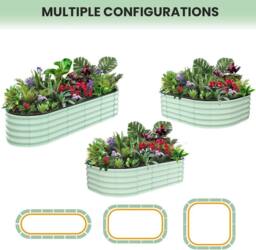 London Boutique 244x61x30cm Galvanized Steel Raised Garden Bed Outdoor Planter Boxes in Green - Size: 244 x 61 x 30 cm - thumbnail 6