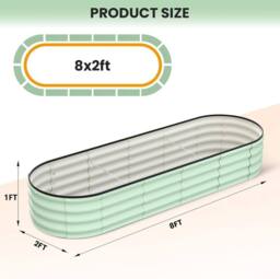 London Boutique 244x61x30cm Galvanized Steel Raised Garden Bed Outdoor Planter Boxes in Green - Size: 244 x 61 x 30 cm - thumbnail 2