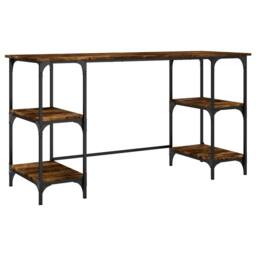 Berkfield Home Desk Smoked Oak 140x50x75 cm Metal & Engineered Wood in Brown - Size: 140 x 50 x 75 cm - thumbnail 2
