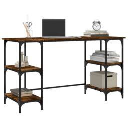 Berkfield Home Desk Smoked Oak 140x50x75 cm Metal & Engineered Wood in Brown - Size: 140 x 50 x 75 cm - thumbnail 4