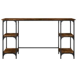Berkfield Home Desk Smoked Oak 140x50x75 cm Metal & Engineered Wood in Brown - Size: 140 x 50 x 75 cm - thumbnail 5