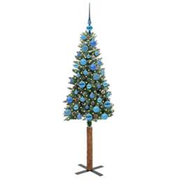 Berkfield Home Elegant Slim Christmas Tree with 150 LEDs Green & White 150 cm - thumbnail 1