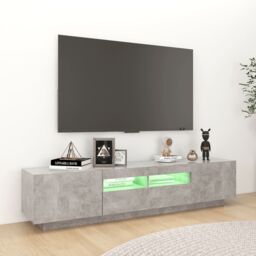 Berkfield Home TV Cabinet with LED Lights Concrete Grey 180x35x40 cm - Size: 180 x 35 x 40 cm - thumbnail 3
