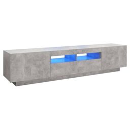 Berkfield Home TV Cabinet with LED Lights Concrete Grey 180x35x40 cm - Size: 180 x 35 x 40 cm - thumbnail 2