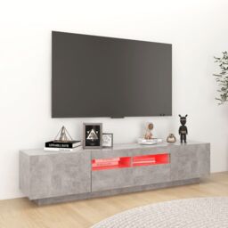 Berkfield Home TV Cabinet with LED Lights Concrete Grey 180x35x40 cm - Size: 180 x 35 x 40 cm - thumbnail 4