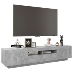 Berkfield Home TV Cabinet with LED Lights Concrete Grey 180x35x40 cm - Size: 180 x 35 x 40 cm - thumbnail 6