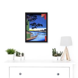 Artery8 Utagawa Hiroshige Japan Pine Of Success Edo Blue Green A4 Artwork Framed Wall Art Print in Black - thumbnail 2