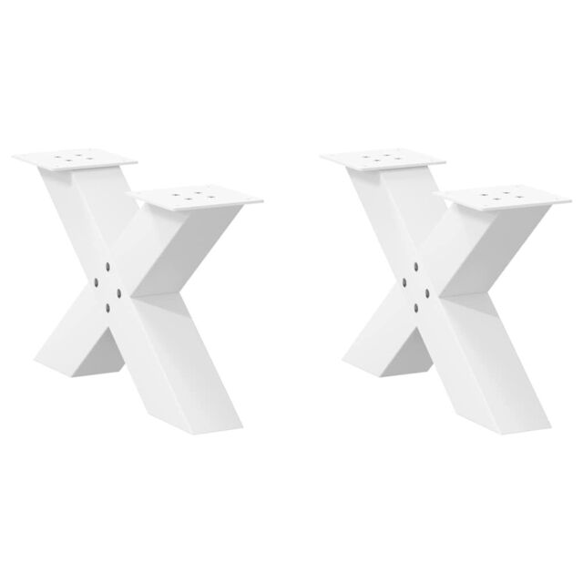 Berkfield Home Coffee Table Legs X-Shaped 2 pcs White 60x(30-31) cm Steel - image 1