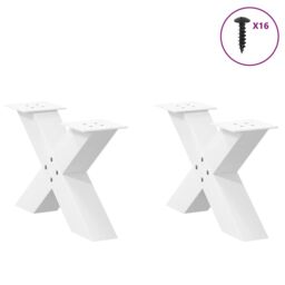 Berkfield Home Coffee Table Legs X-Shaped 2 pcs White 60x(30-31) cm Steel - thumbnail 3
