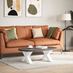 Berkfield Home Coffee Table Legs X-Shaped 2 pcs White 60x(30-31) cm Steel - thumbnail 2