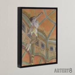 "Artery8 Acrobat Miss La La Cirque Fernando Degas Black Framed Canvas Art in Orange - Size: W12"" x H16""" - thumbnail 2