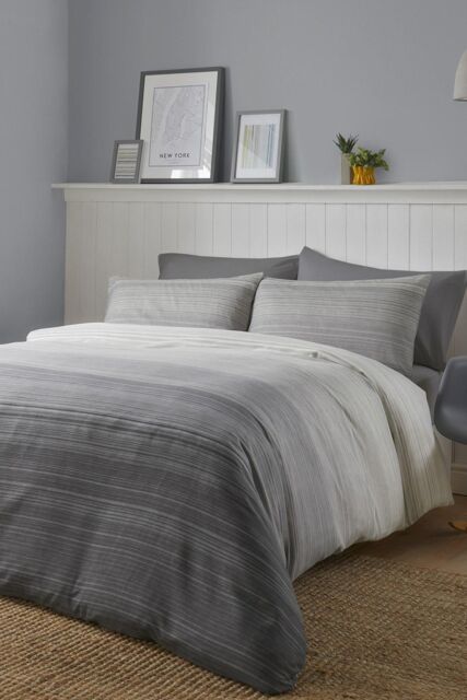 Fusion 'Fairhaven' Easy Care Duvet Cover Set in Charcoal - Size: Double - image 1