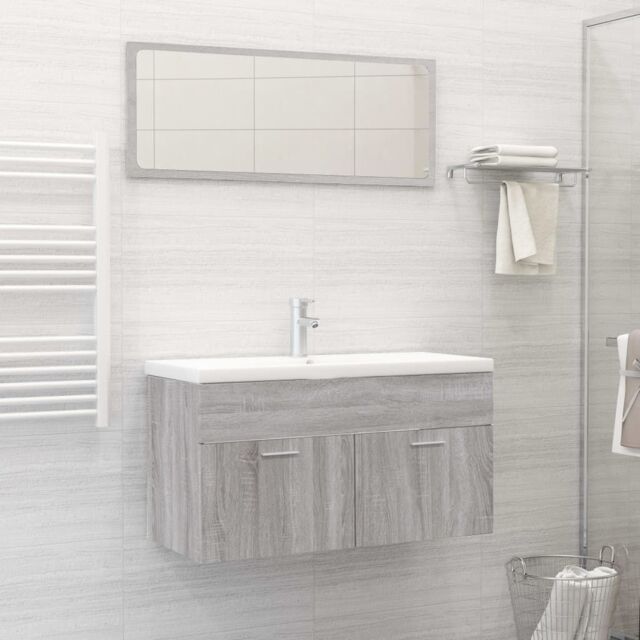 Berkfield Home 2 Piece Bathroom Furniture Set Grey Sonoma Engineered Wood - image 1