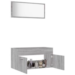 Berkfield Home 2 Piece Bathroom Furniture Set Grey Sonoma Engineered Wood - thumbnail 4