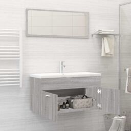 Berkfield Home 2 Piece Bathroom Furniture Set Grey Sonoma Engineered Wood - thumbnail 3