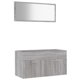 Berkfield Home 2 Piece Bathroom Furniture Set Grey Sonoma Engineered Wood - thumbnail 2