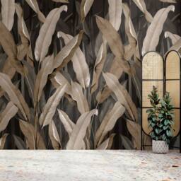 Superfresco Easy Banana Leaf Black Print To Order 3m x 2.8m Mural - Wallpaper Roll - thumbnail 1