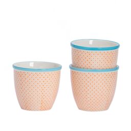 Nicola Spring Hand-Printed Plant Pots - 14cm - Pack of 3 in Orange - thumbnail 1