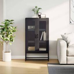 Berkfield Home Highboard Black 68x39x123 cm Steel - Size: 68 x 39 x 123 cm - thumbnail 4
