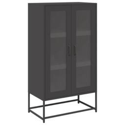 Berkfield Home Highboard Black 68x39x123 cm Steel - Size: 68 x 39 x 123 cm - thumbnail 1