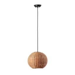 Netlighting Haka Black Rattan Globe Pendant Lamp 30cm 2700K