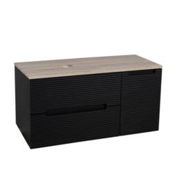 Bathroom Kingdom Monza Black & Oak Fluted Wall Hung Vanity Basin 900mm