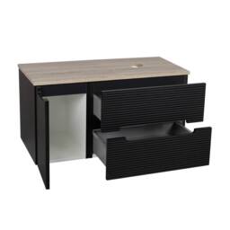 Bathroom Kingdom Monza Black & Oak Fluted Wall Hung Vanity Basin 900mm - thumbnail 2