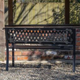 Samuel Alexander Keswick 2 Seater Outdoor Modern Lattice Design Metal Garden Patio Bench in Black - thumbnail 4
