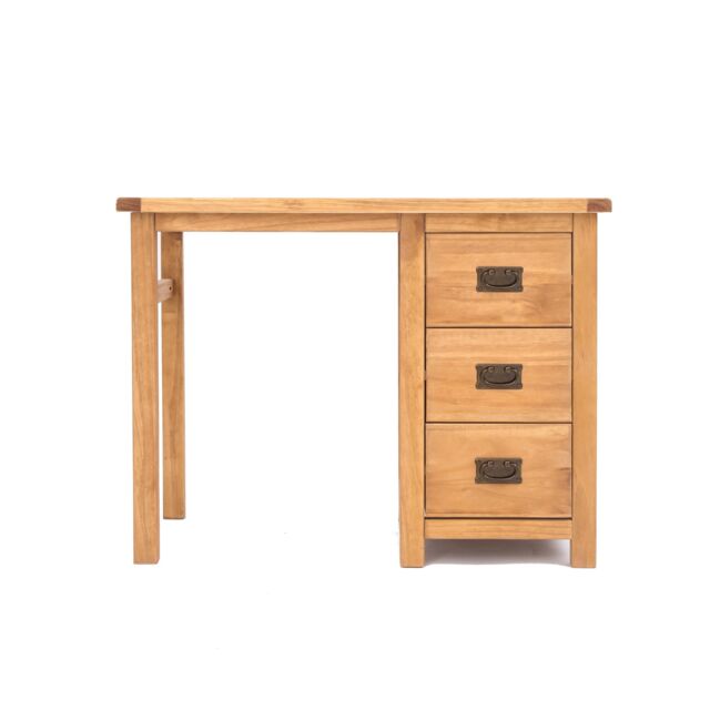 Cabinet Bits Lugo 3 Drawer Desk - Dressing Table Brass Drop Handle in Light Brown - image 1